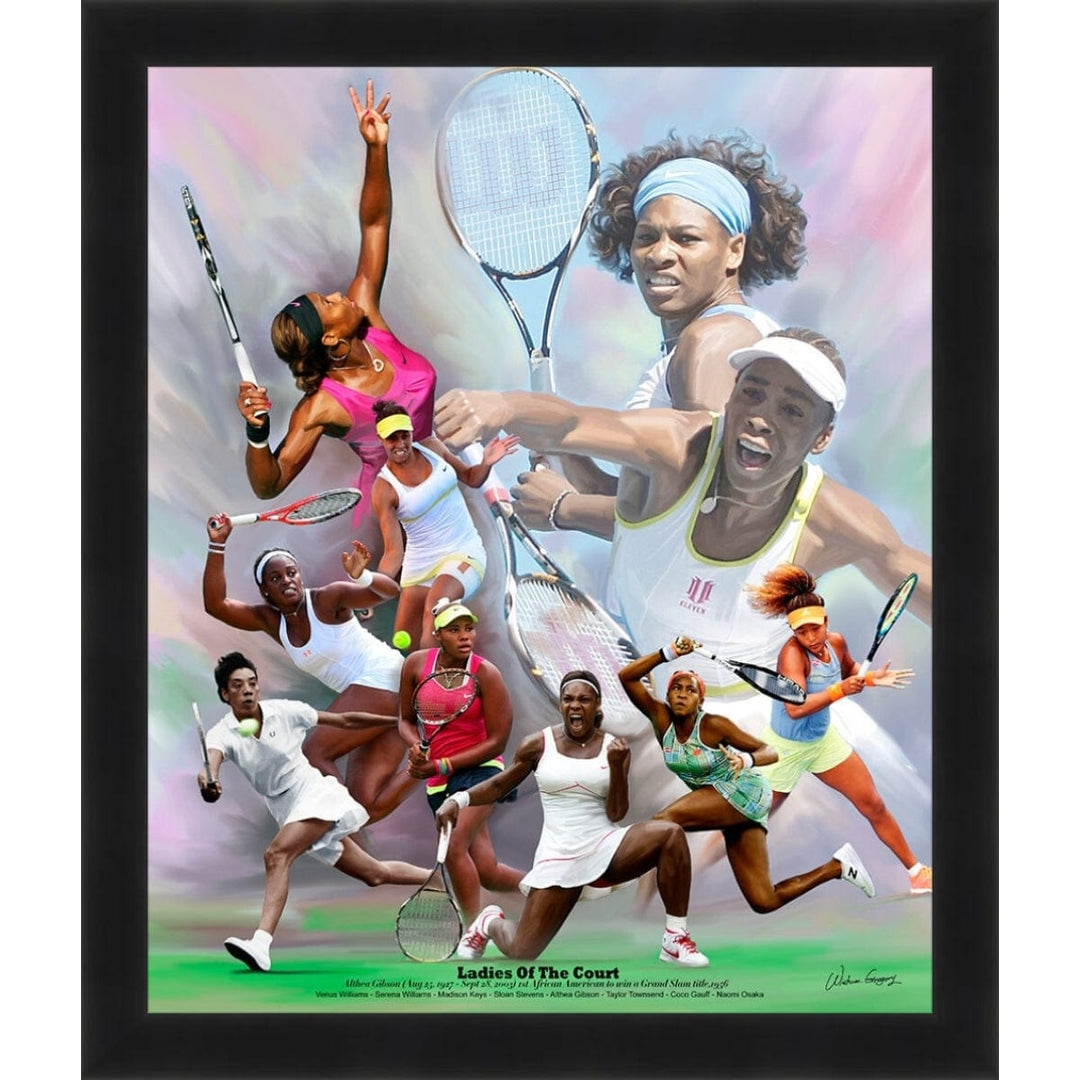 Ladies of the Court: Great African American Female Tennis Players by Wishum Gregory (Black Frame)