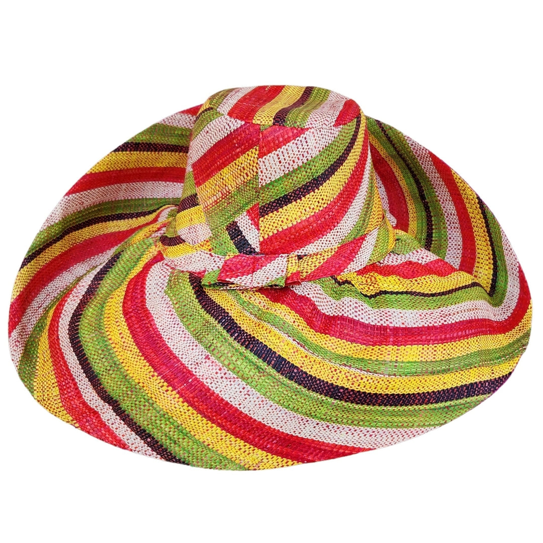 Latent: Authentic Hand Woven Multicolor Madagascar Big Brim Raffia Sun Hat