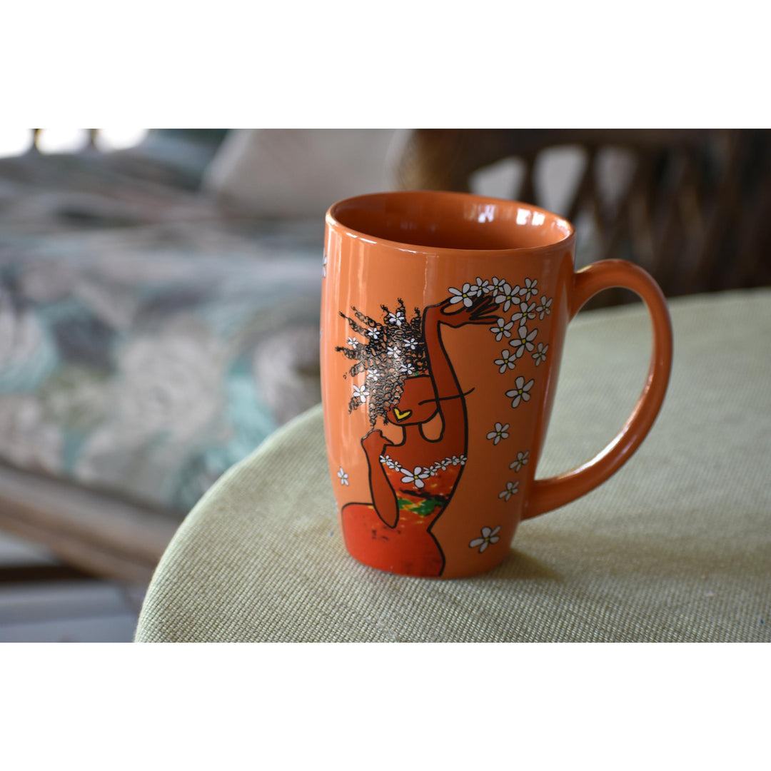 Living My Blessed Life by Kiwi McDowell: African American Ceramic Latte Mug (Lifestyle Photo)