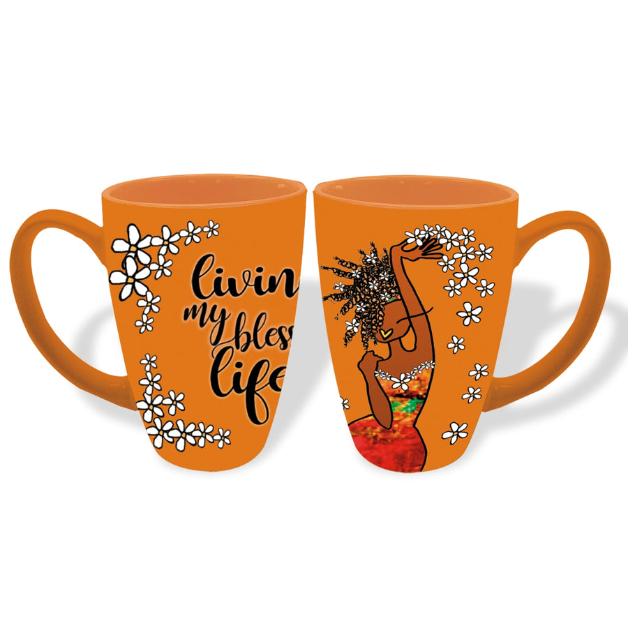 Living My Blessed Life by Kiwi McDowell: African American Ceramic Latte Mug