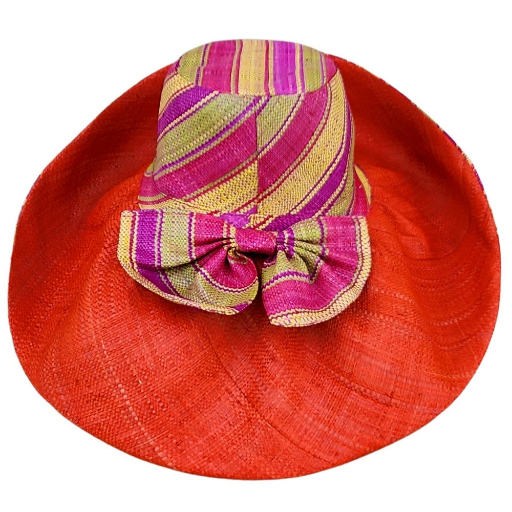 Llanzo: Authentic Hand Woven Multicolor Madagascar Big Brim Raffia Sun Hat