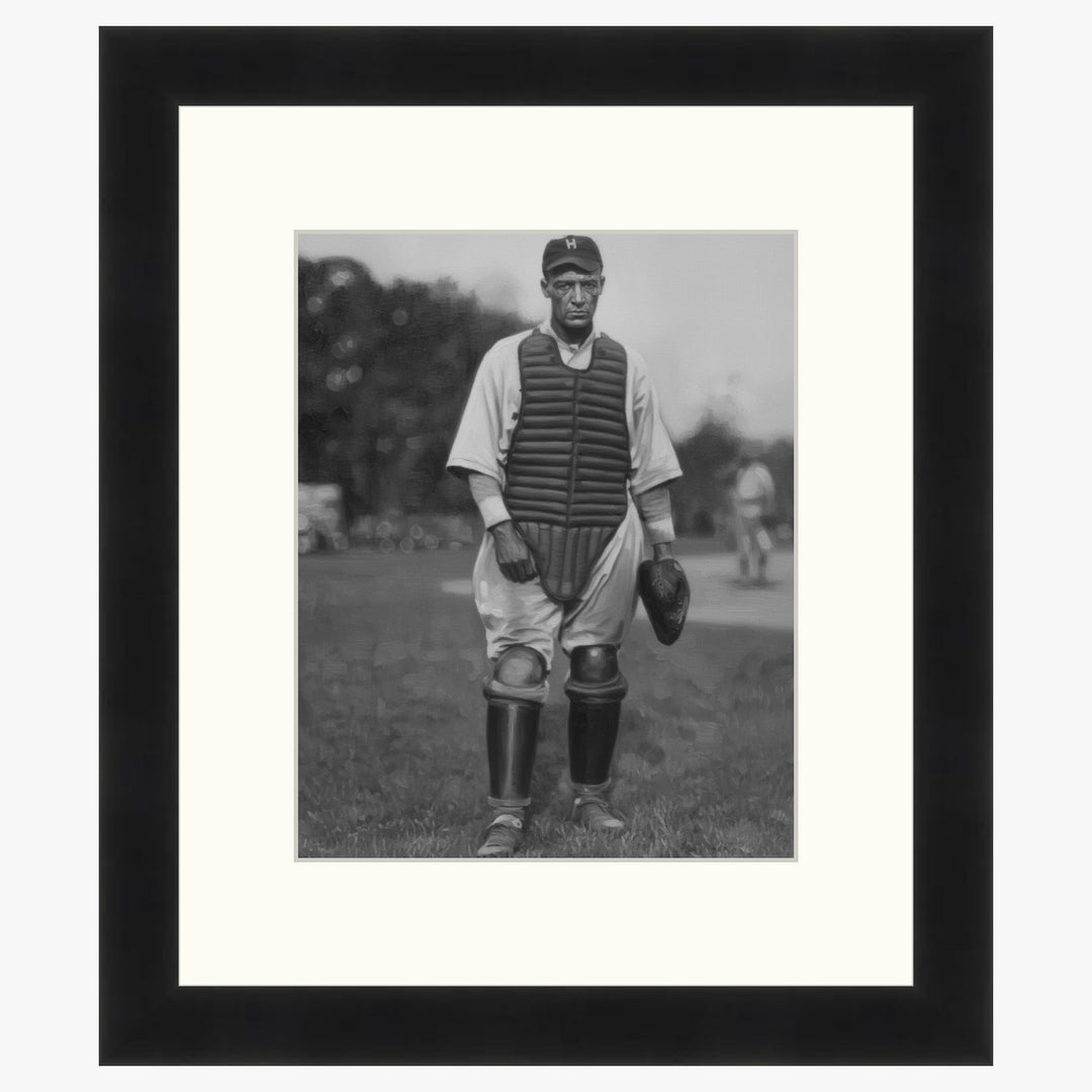 Louis Santop: Big Bertha by Omari Dixon - Framed black and white photograph of a vintage baseball player on a field.