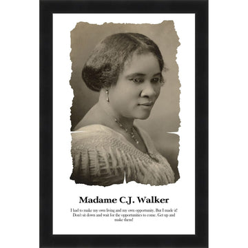 Madame C.J. Walker historical poster with entrepreneurial success quote (Black Frame)