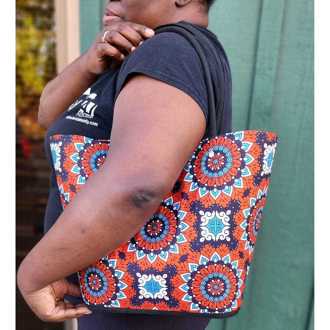 Amahle: Authentic African Malagasy Tote Bag (Lifestyle Photo)