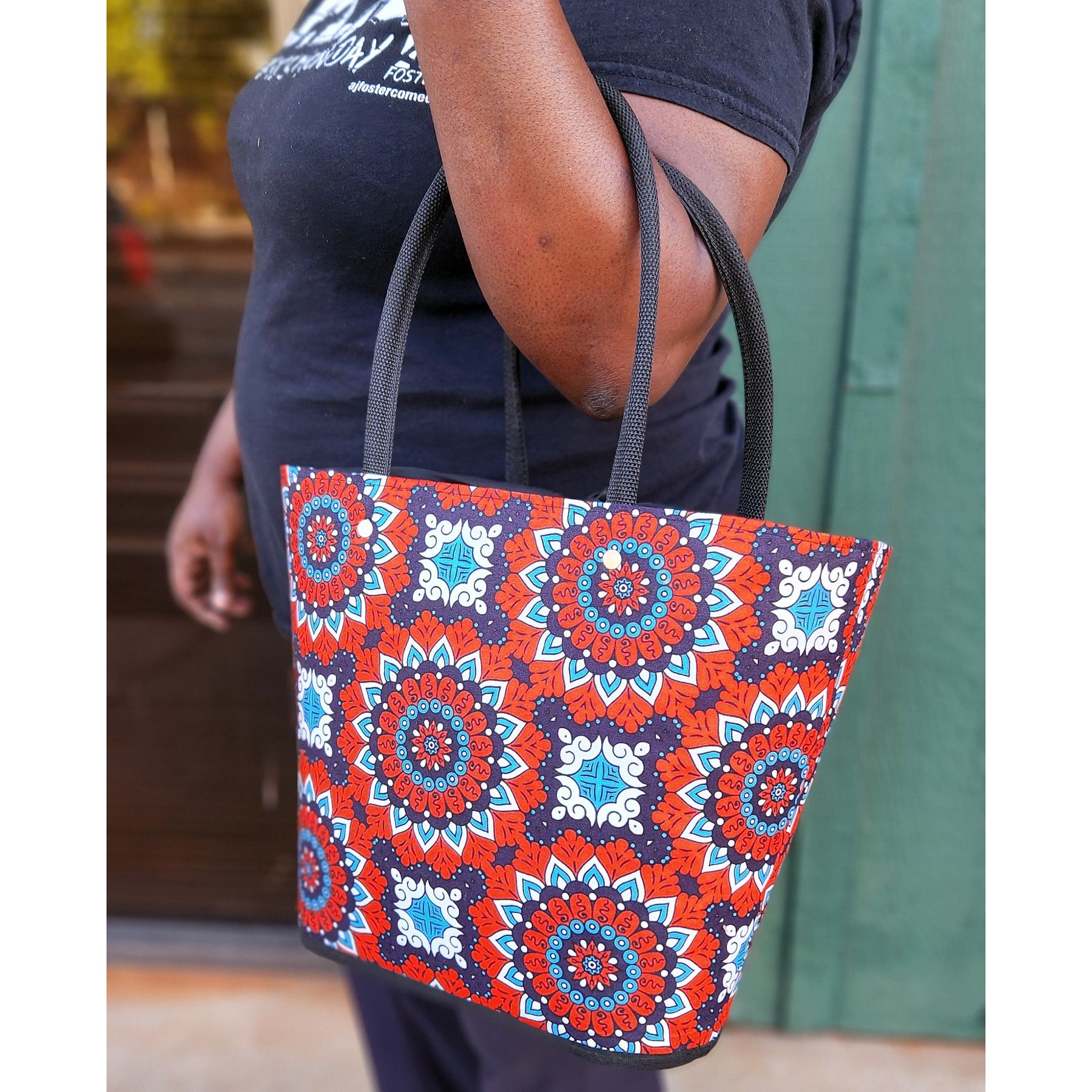 7 of 7: Amahle: Authentic African Malagasy Tote Bag (Lifestyle Photo 2)