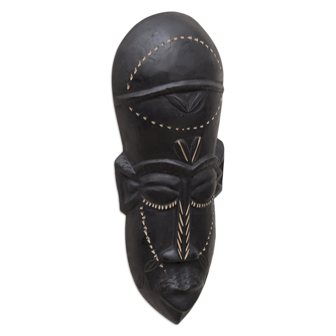 Authentic African Hand Made Man at Peace Sese Wood Mask by Gordon Adu