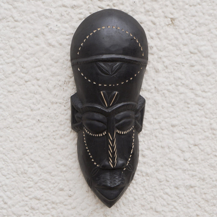 Authentic African Hand Made Man at Peace Sese Wood Mask by Gordon Adu
