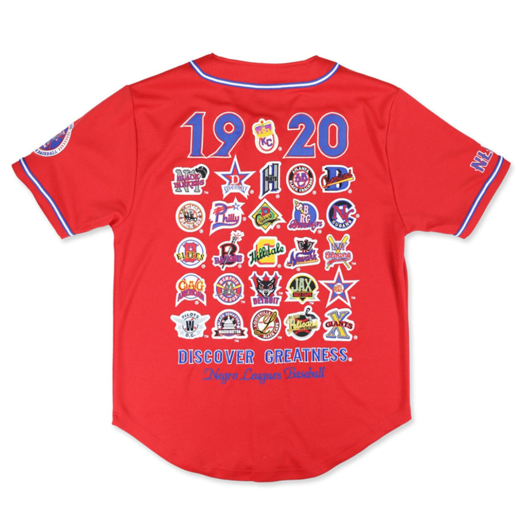 Negro Leagues Baseball Commemorative Embroidered Baseball Jersey (Red, Back)
