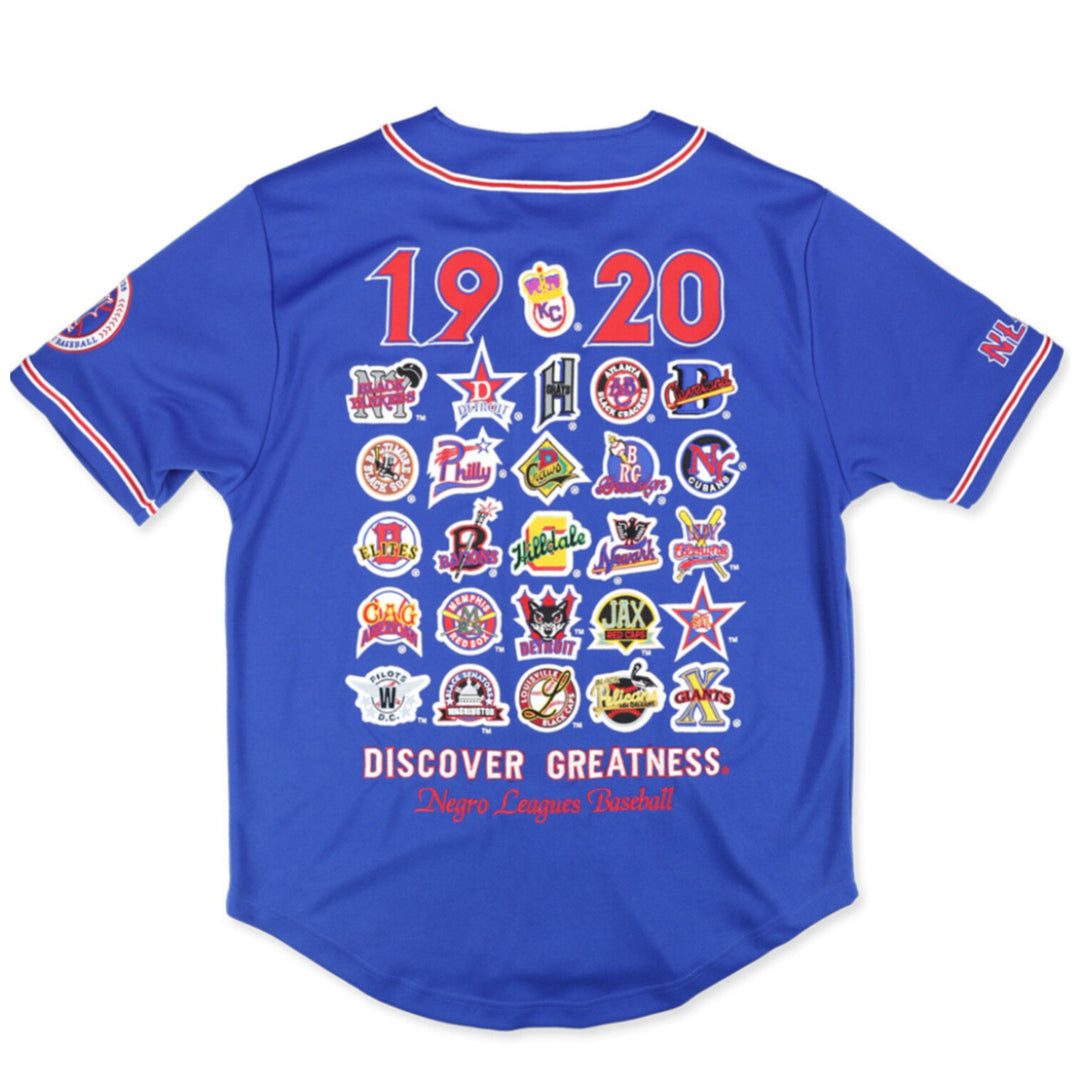 Negro Leagues Baseball Commemorative Embroidered Baseball Jersey (Royal Blue, Back)