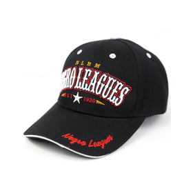Negro Leagues Baseball Legends Cap (Front) - Black cap with 'Negro Leagues' text on a white background