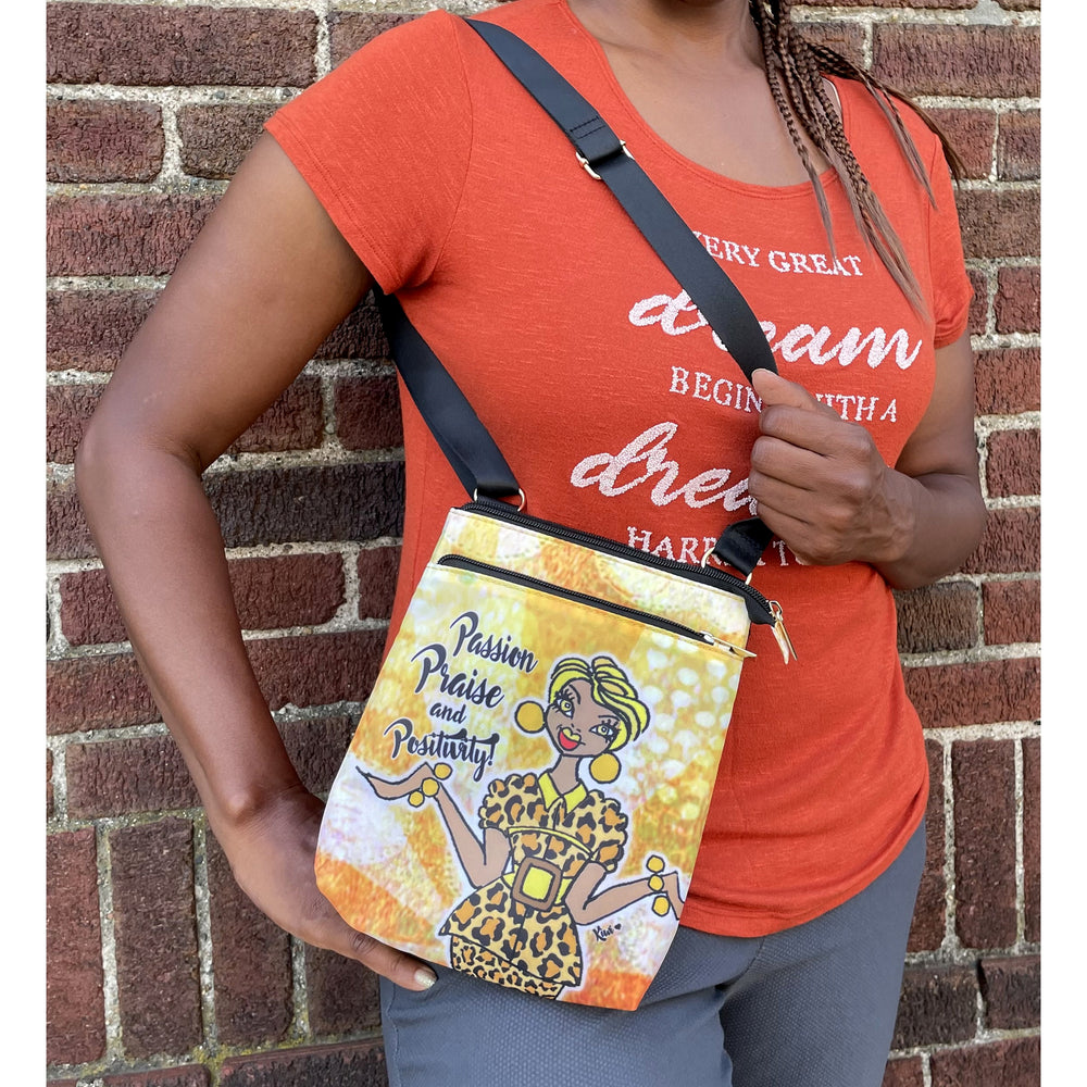 Passion, Praise and Positivity by Kiwi McDowell: African American Crossbody Travel Purse (Lifestyle)