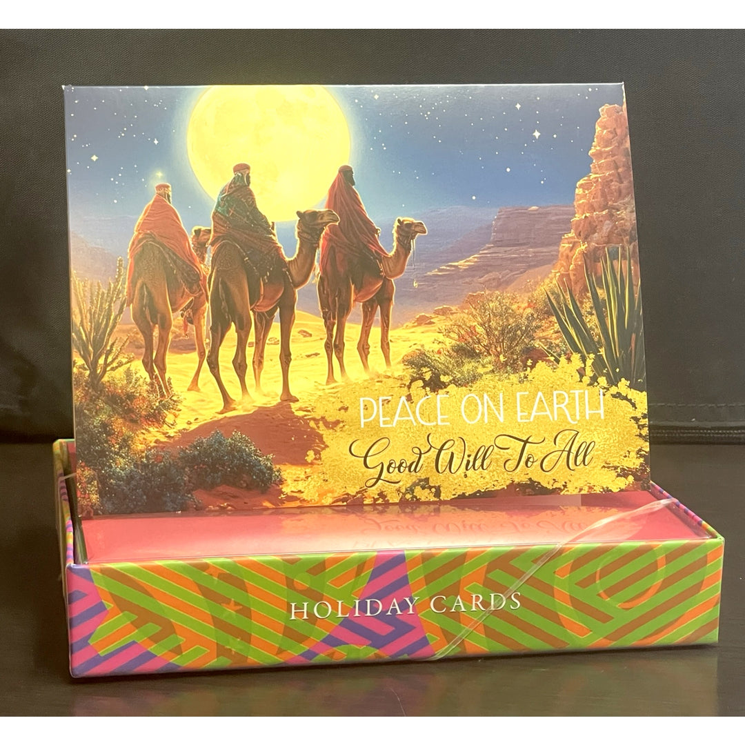 Peace on Earth (The Wisemen): African American Christmas Card Box Set (Lifestyle) - Box of holiday cards with a nativity scene design on the cover.