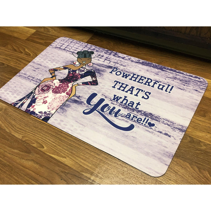 Pow-HER-Ful That's What You Are by Kiwi McDowell: African American Interior Floor Mat