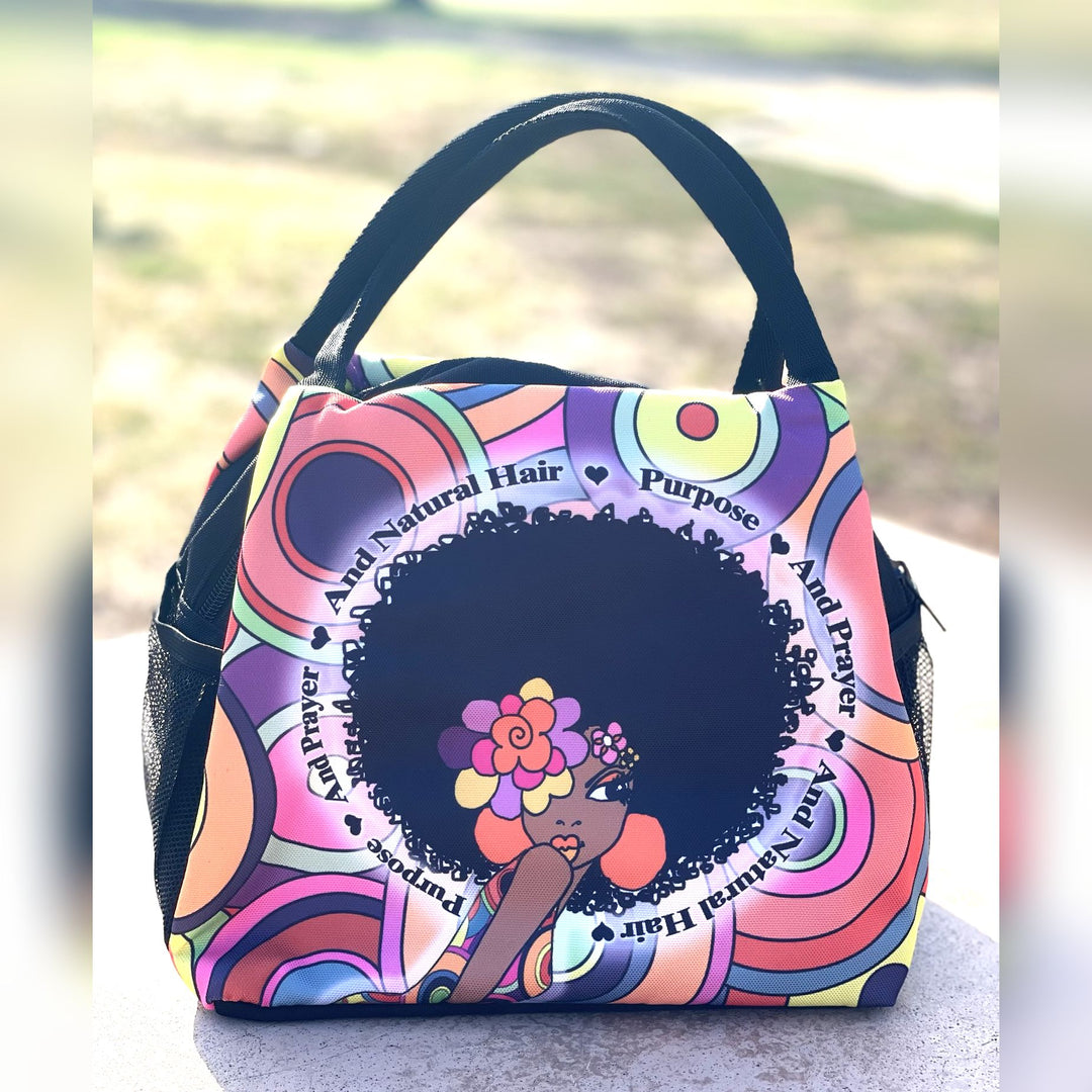 Purpose, Prayer and Natural Hair Insulated Lunch Bag Set with Food Containers