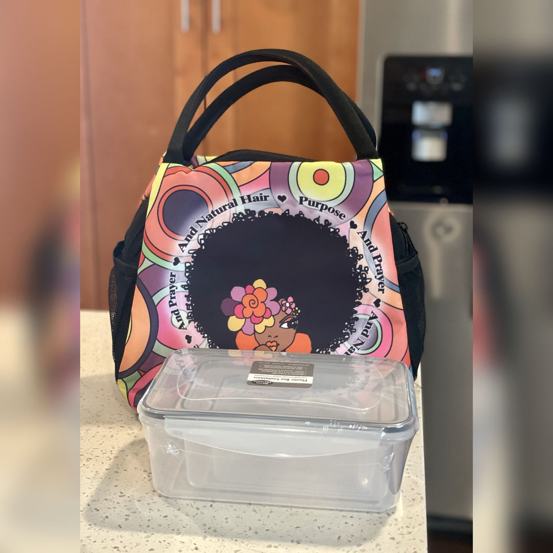 Purpose, Prayer and Natural Hair Insulated Lunch Bag Set with Food Containers