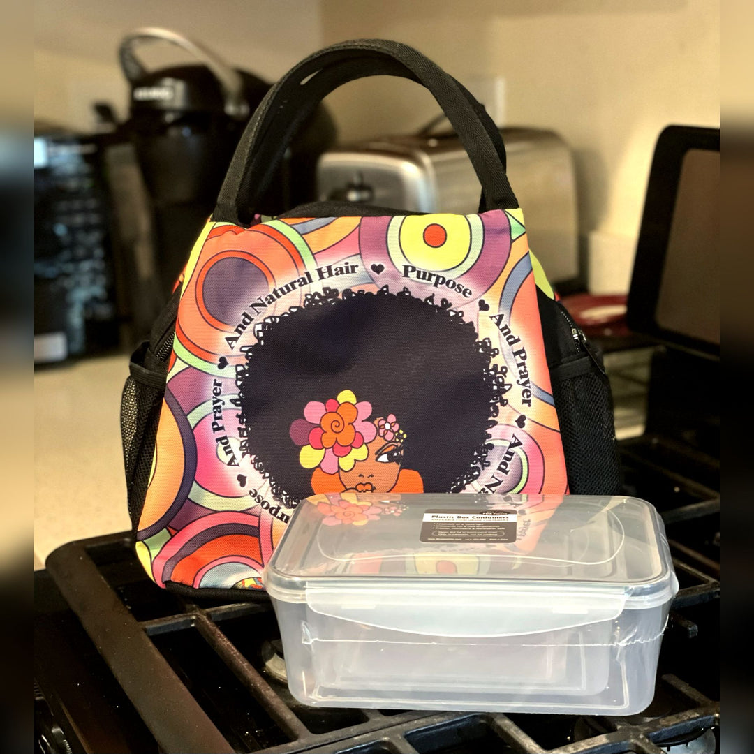 Purpose, Prayer and Natural Hair Insulated Lunch Bag Set with Food Containers