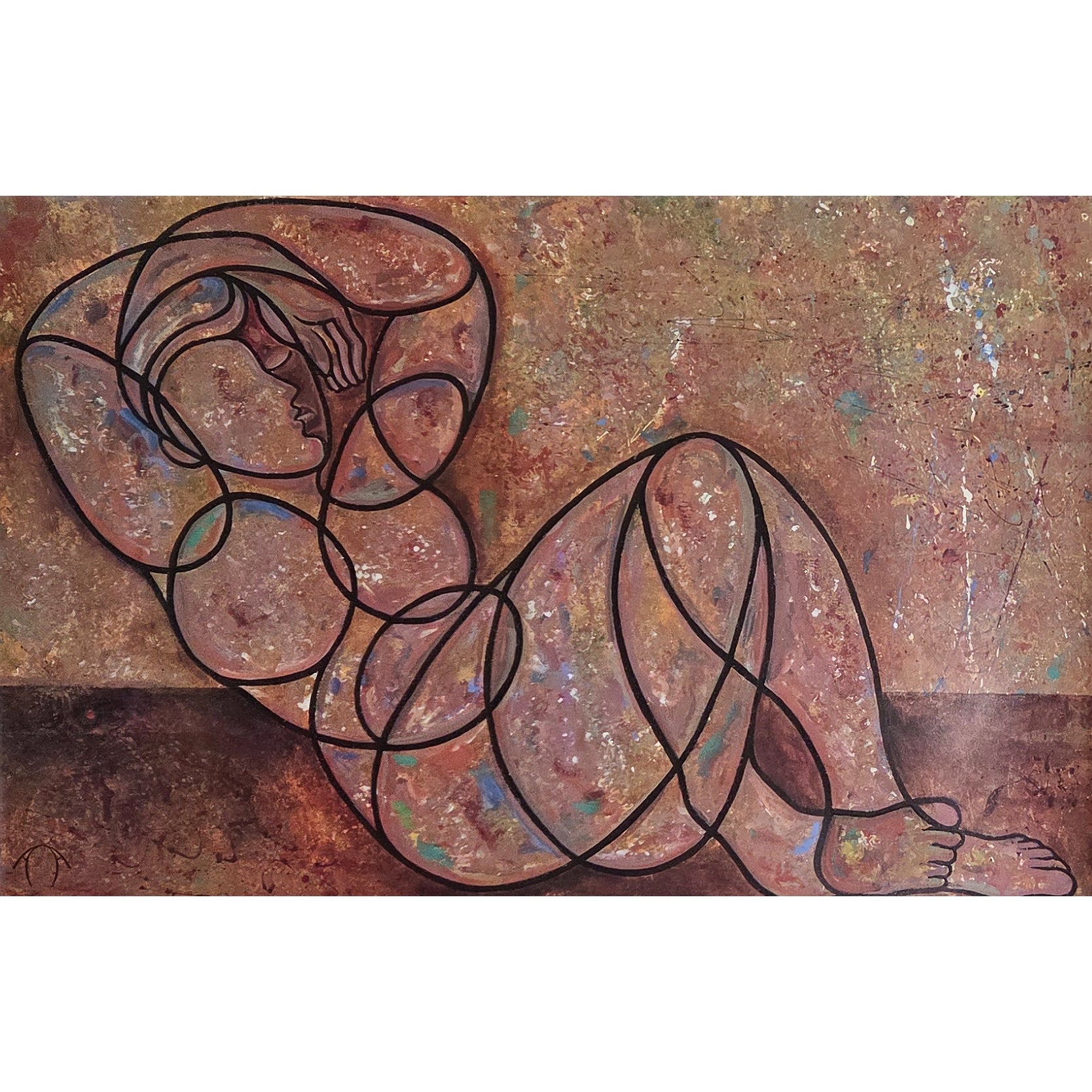 Reclining Male by Anthony Armstrong | Afrocentric Cubist Art – The