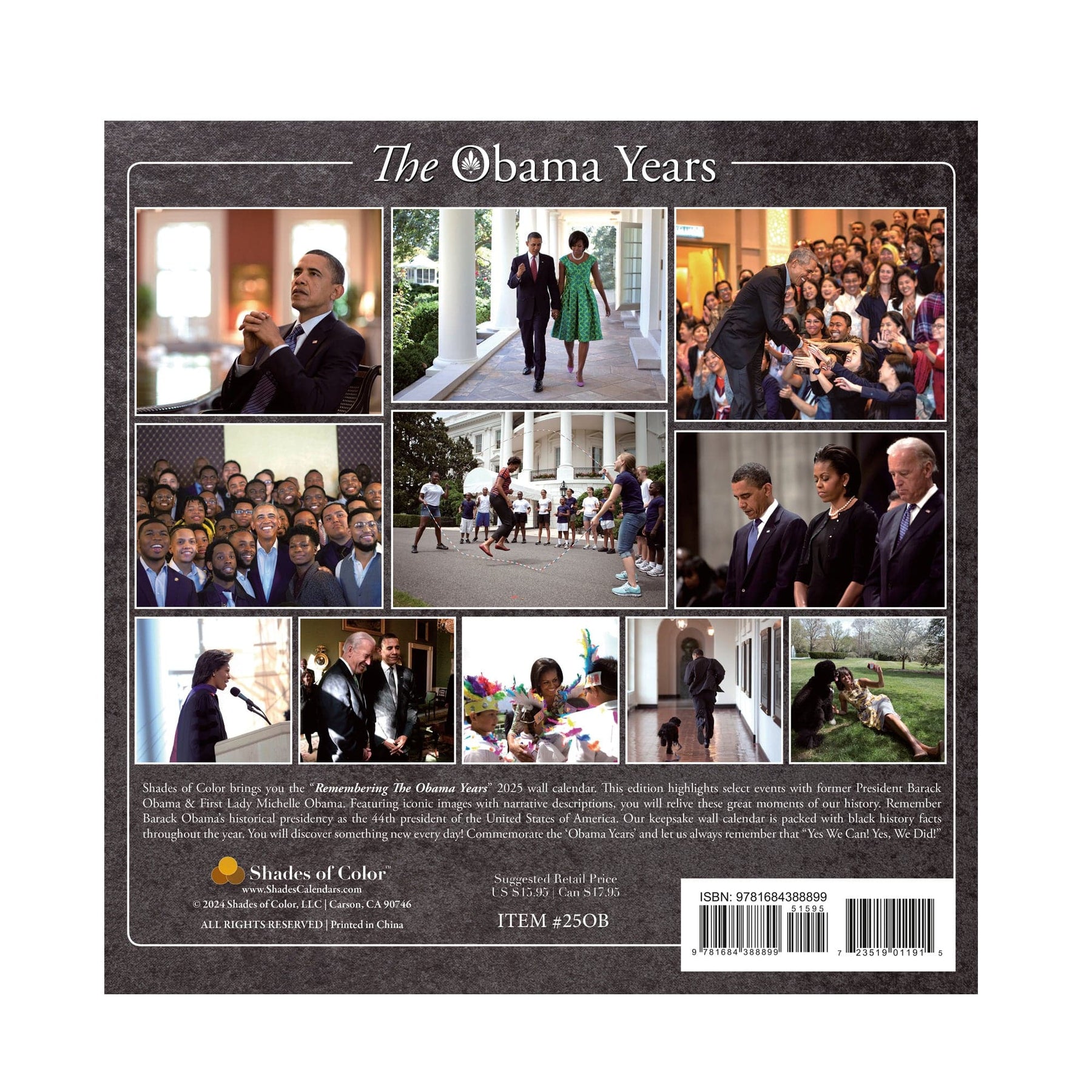 The Obama Years 2025 Commemorative Black History Wall Calendar The