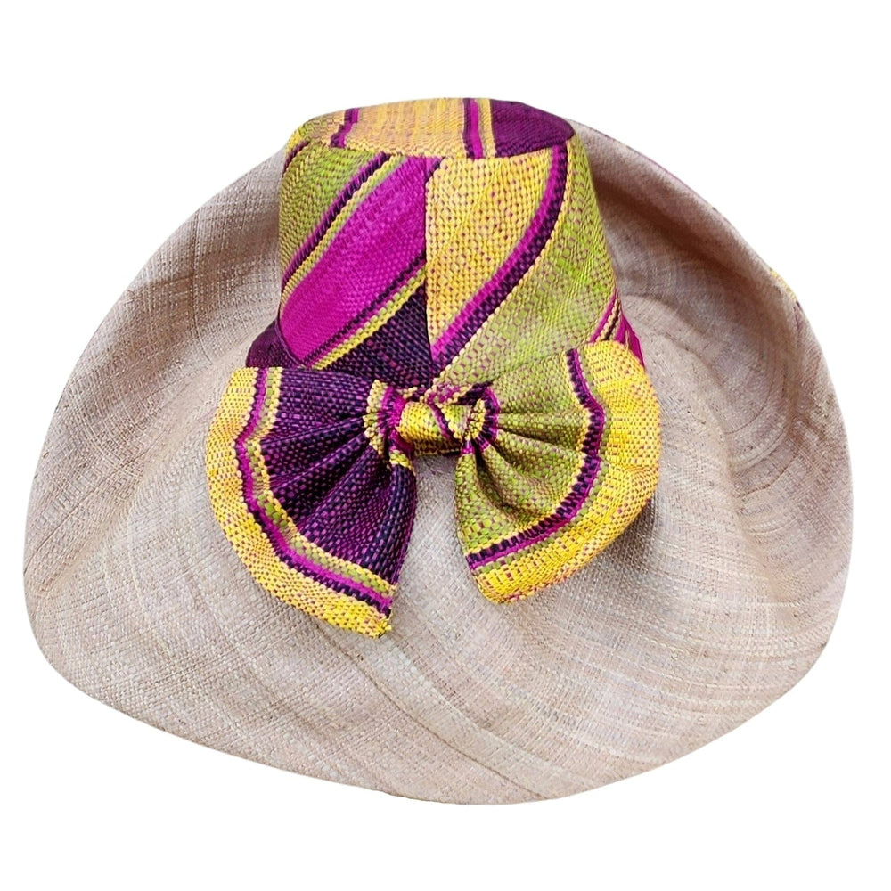 Roje: Authentic Hand Woven Multicolor Madagascar Big Brim Raffia Sun Hat