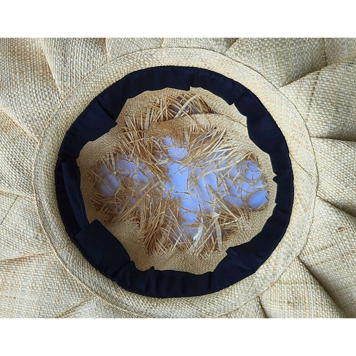 Sabryna: Authentic Hand Woven Madagascar Big Brim Crown Out Raffia Sun Hat