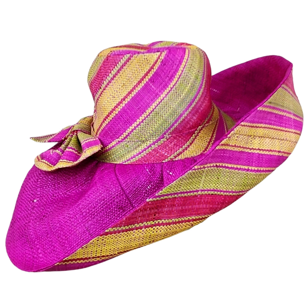 Sanka: Authentic Hand Woven Multicolor Madagascar Big Brim Raffia Sun Hat