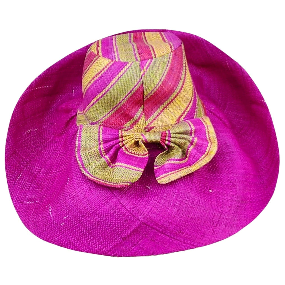 Sanka: Authentic Hand Woven Multicolor Madagascar Big Brim Raffia Sun Hat