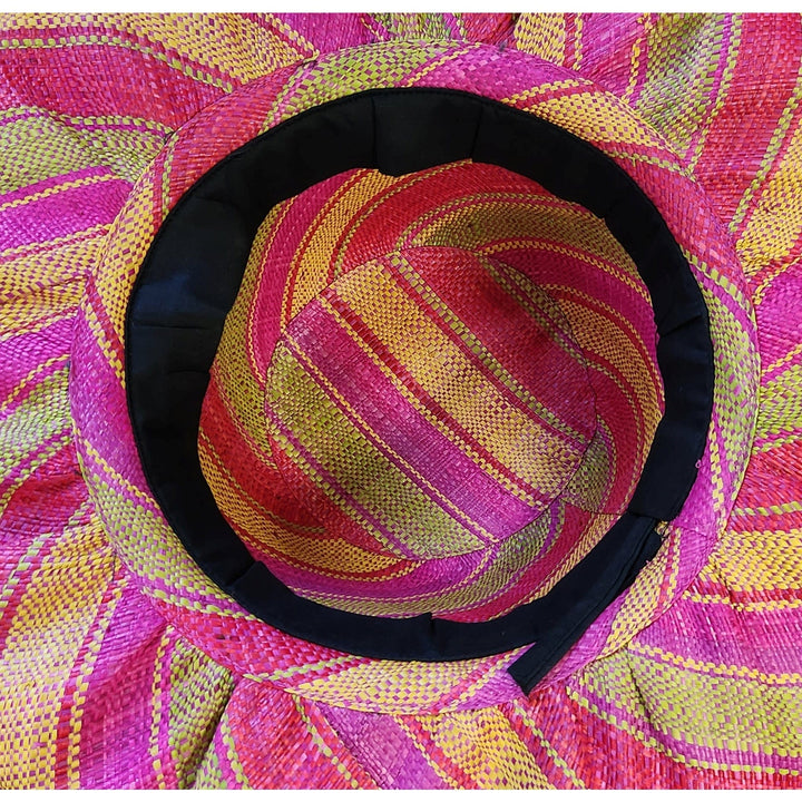 Sanka: Authentic Hand Woven Multicolor Madagascar Big Brim Raffia Sun Hat