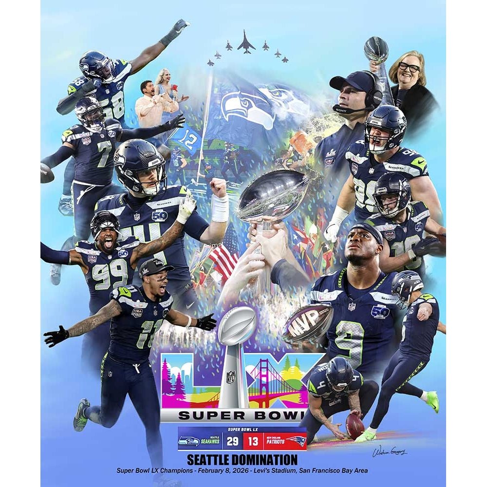 Seattle Seahawks (Domination) Super Bowl LX Poster by Wishum Gregory ...