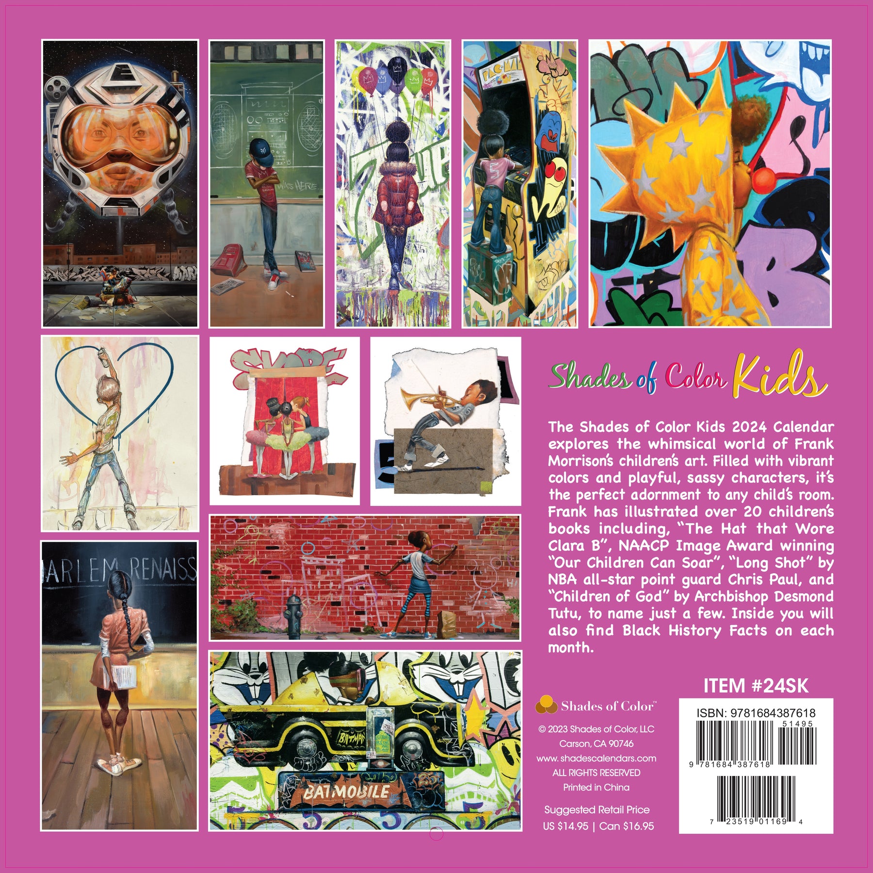 2 of 6: Shades of Color Kids by Frank Morrison: 2024 African American Calendar (Back Cover)