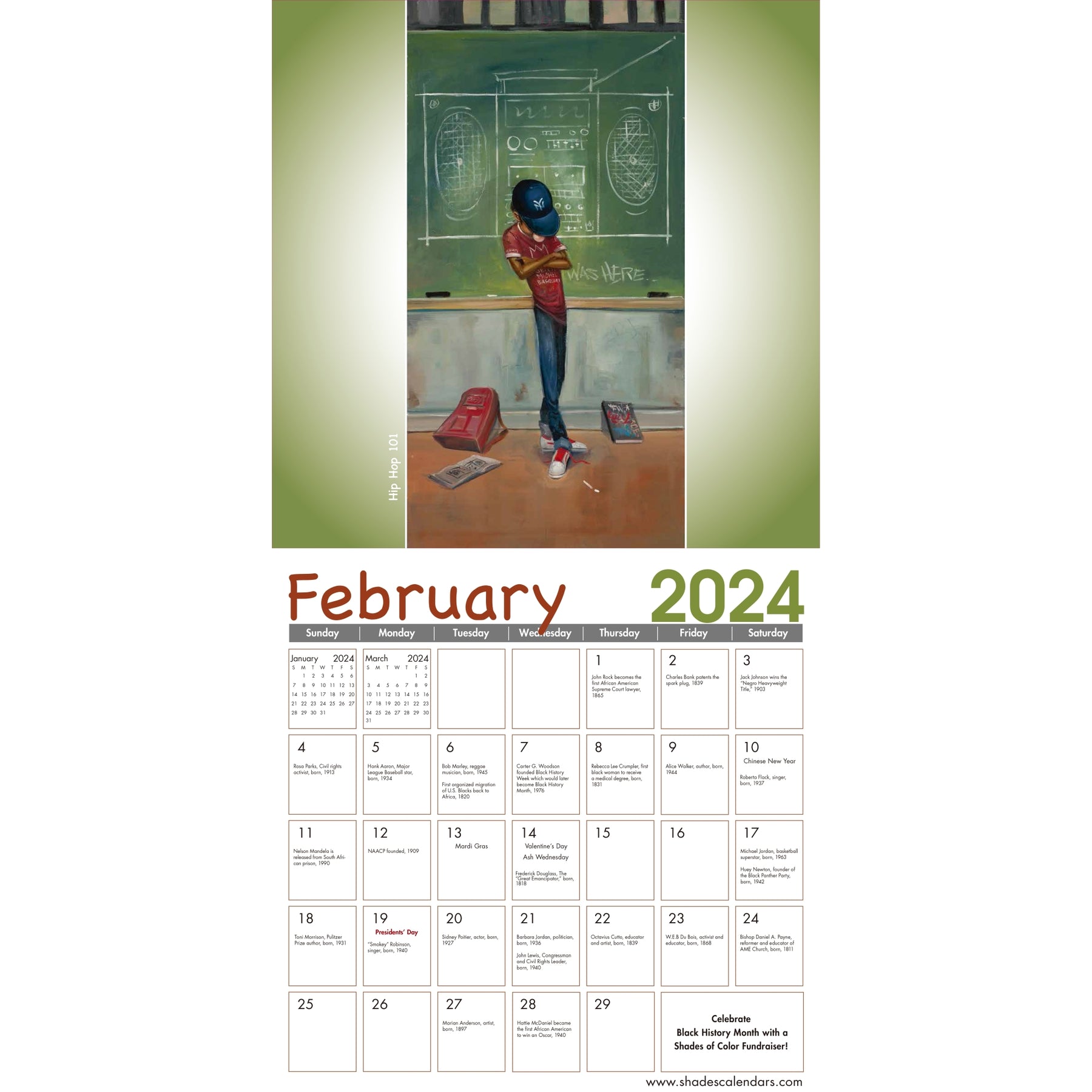 6 of 6: Shades of Color Kids by Frank Morrison: 2024 African American Calendar (Inside)
