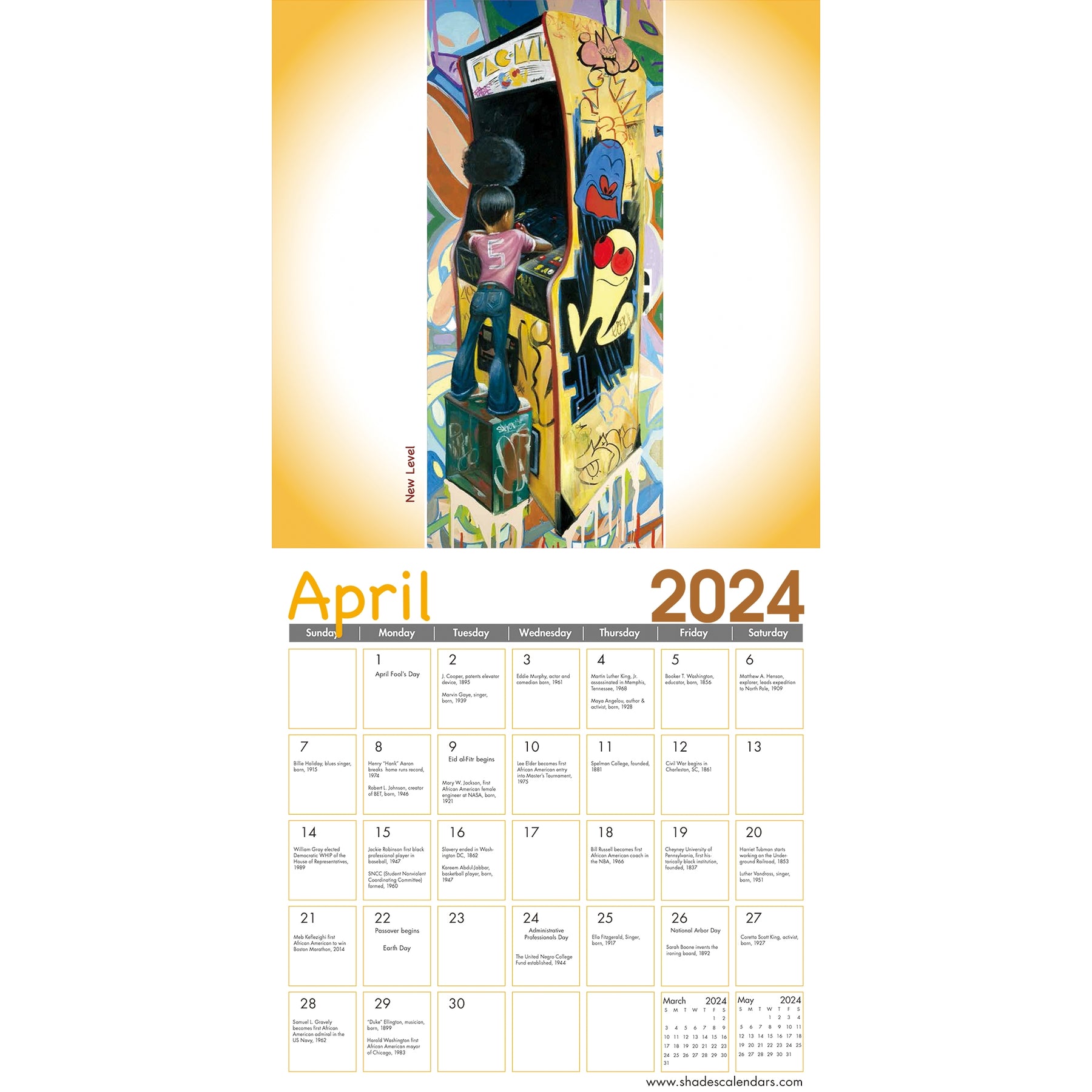 5 of 6: Shades of Color Kids by Frank Morrison: 2024 African American Calendar (Inside)