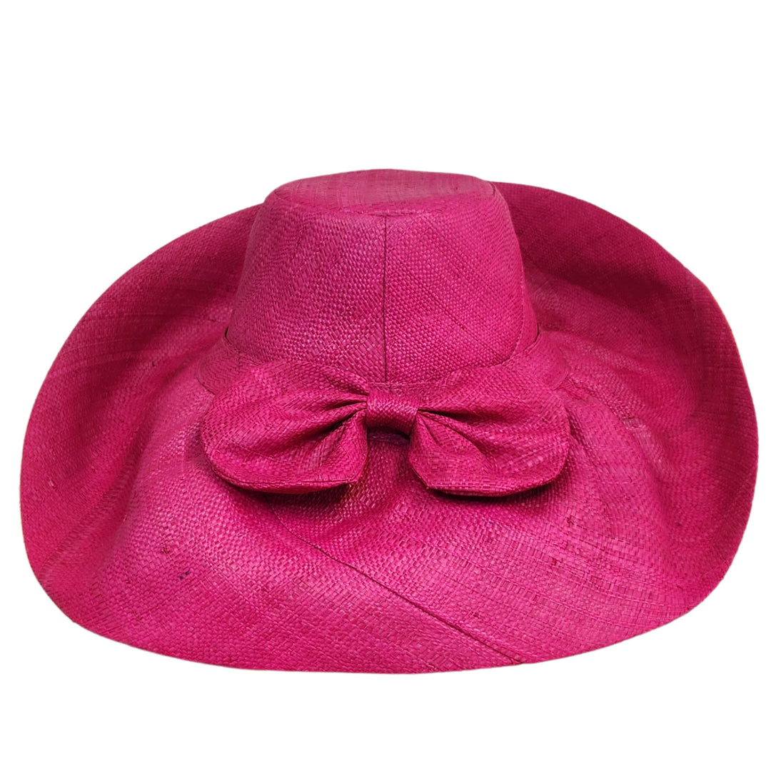 Sharon: Authentic Hand Woven Madagsacar Big Brim Raffia Sun Hat (Rear View)