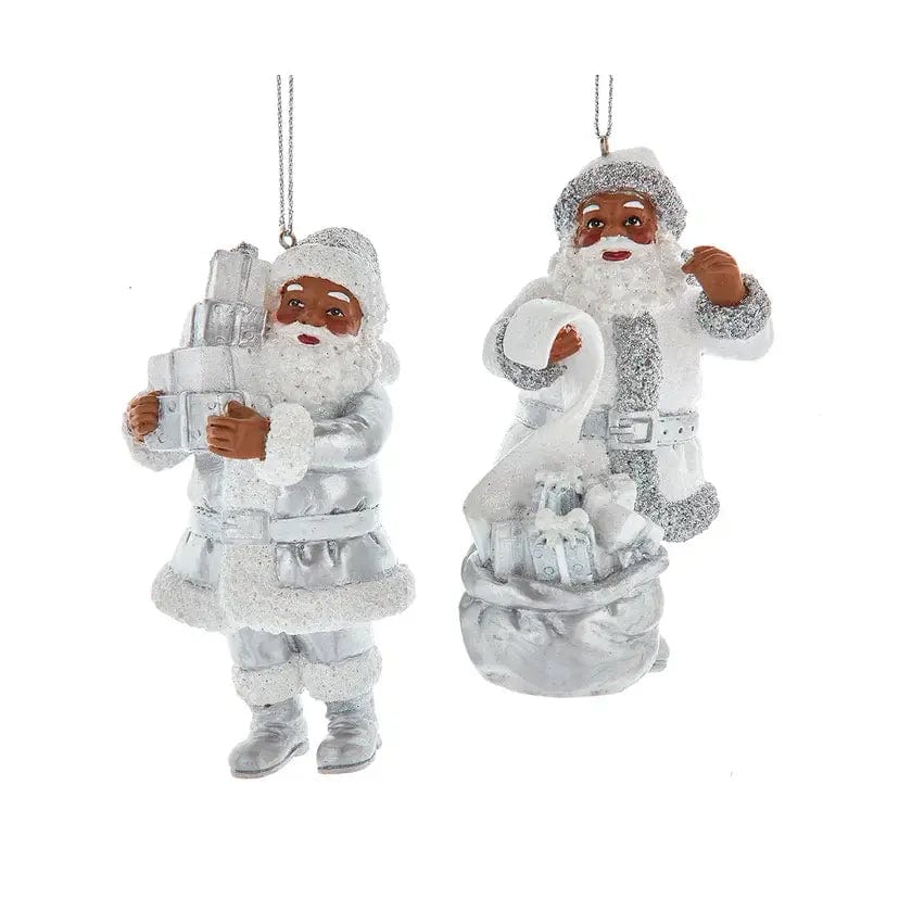 Silver Bells: African American Santa Claus Ornament Set
