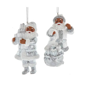 Silver Bells: African American Santa Claus Ornament Set