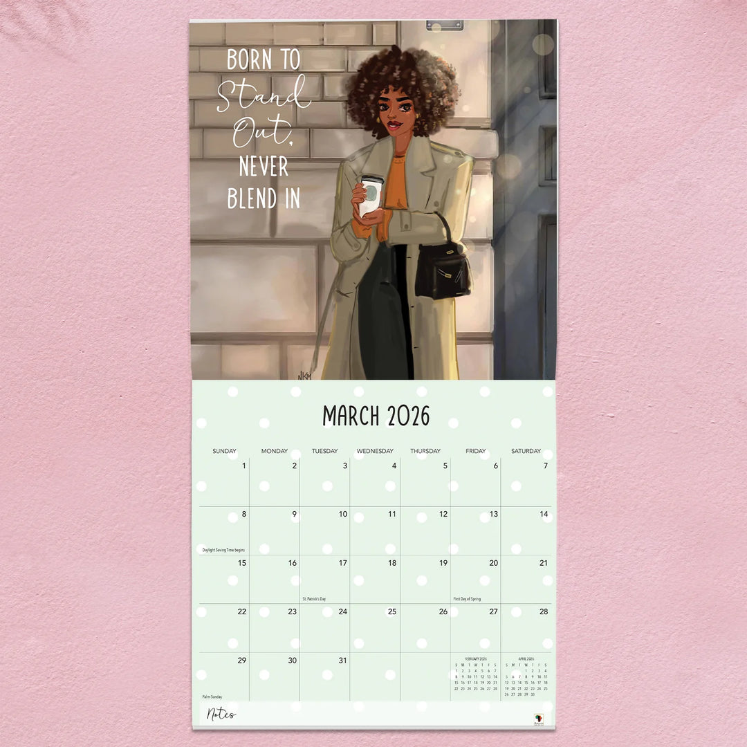 Sister Friends by Nicholle Kobi: 2026 African American Wall Calendar (Interior)