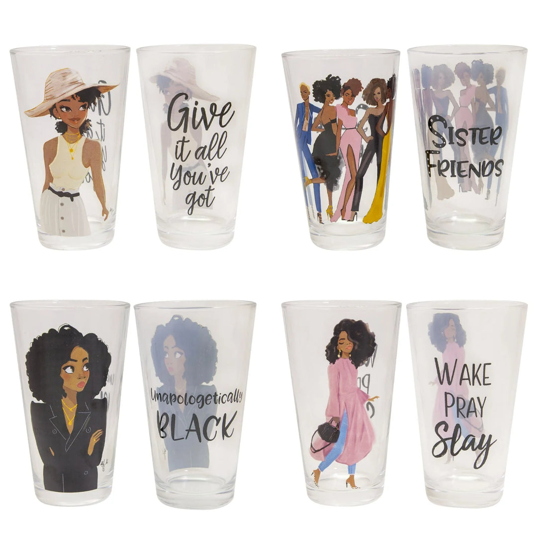 Sister Friends II: African American Drinking Glasses (Set of 4)