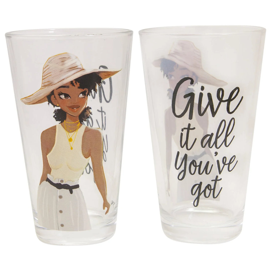 Give it all You've Got Drinking Glass by Nicholle Kobi