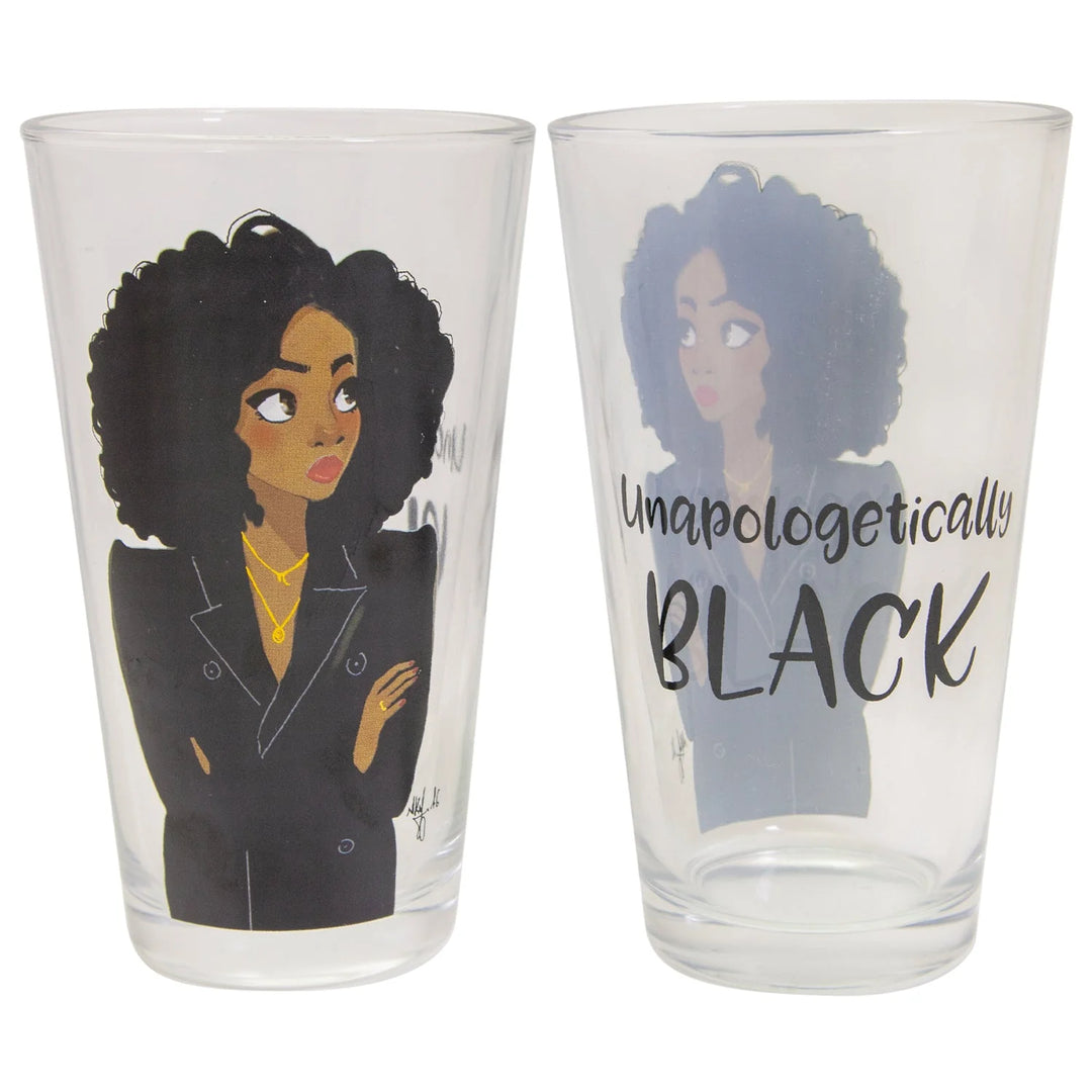 Unapologetically Black Drinking Glass by Nicholle Kobi