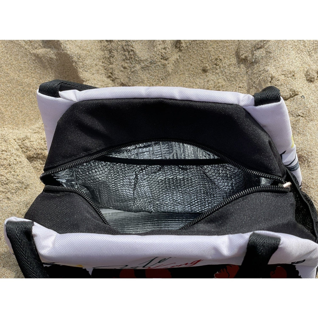Janine Kai Robinson's Sister Strong lunch bag featuring Black women silhouettes (lifestyle)
