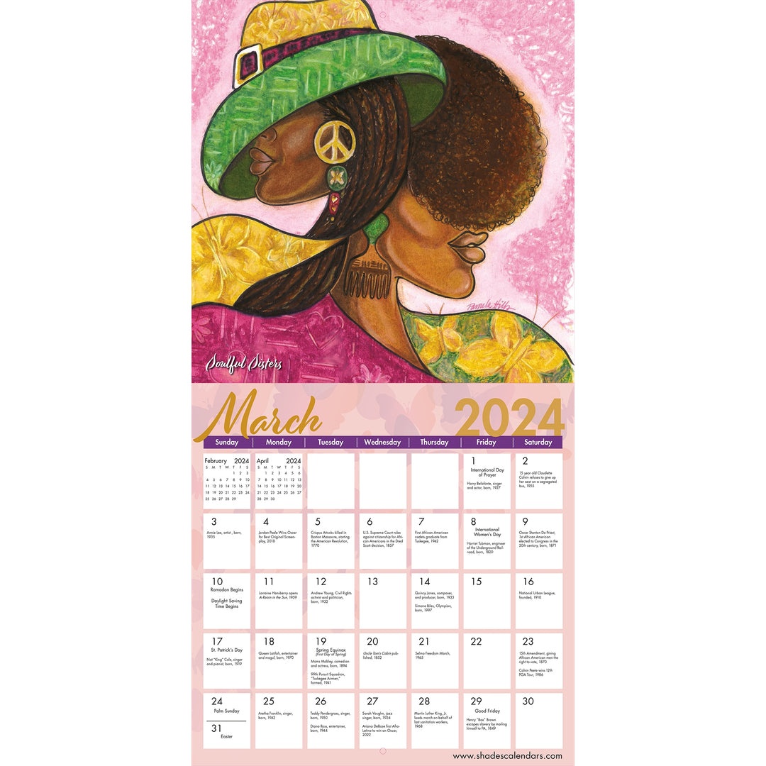Sister Vibes: The Art of Pamela HIlls: 2024 African American Calendar (Inside)