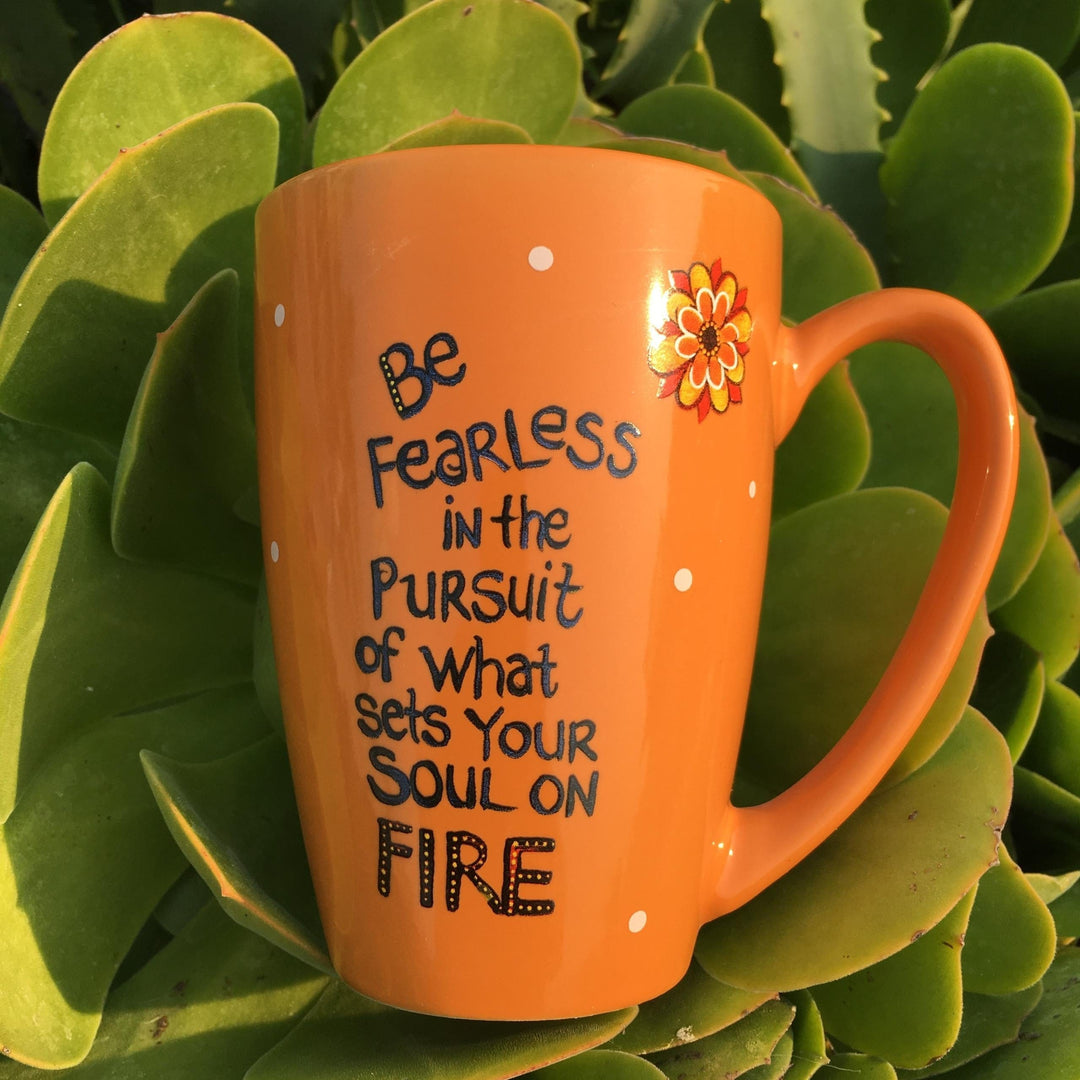 Soul on Fire: African American Ceramic Latte Mug by Sylvia "Gbaby" Cohen (Lifestyle Photo)