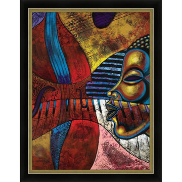Soundscape by Larry "Poncho" Brown (Framed) - Abstract artwork with vibrant colors and a black frame