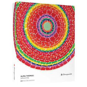 Springtime by Alma Thomas: Circular African American Jigsaw Puzzle (Main) - Colorful circular puzzle with concentric circles on a white background