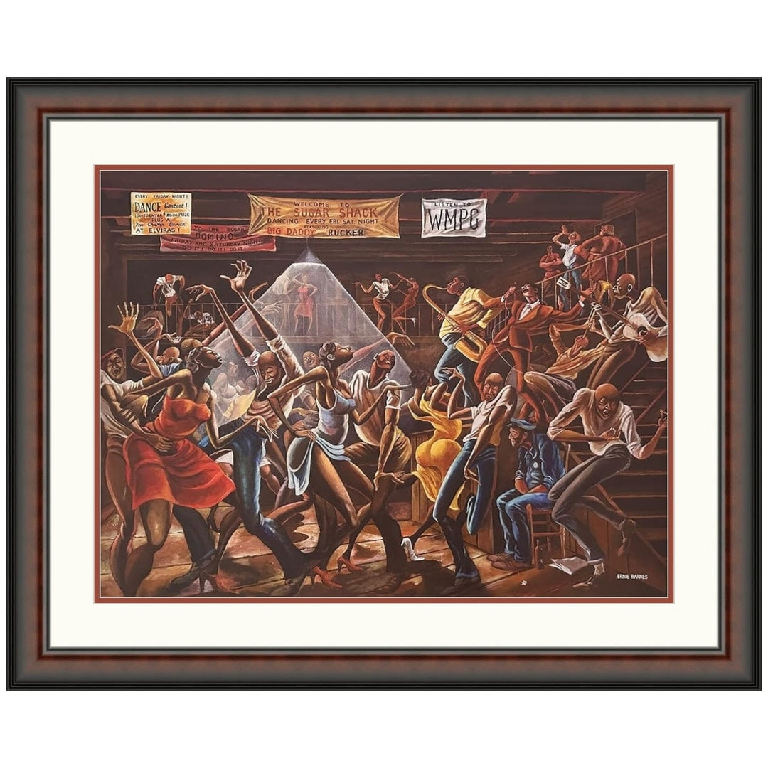 Sugar Shack-Art-Ernie Barnes-27.375 x 35.50 inches-Framed-Double Matted-The Black Art Depot