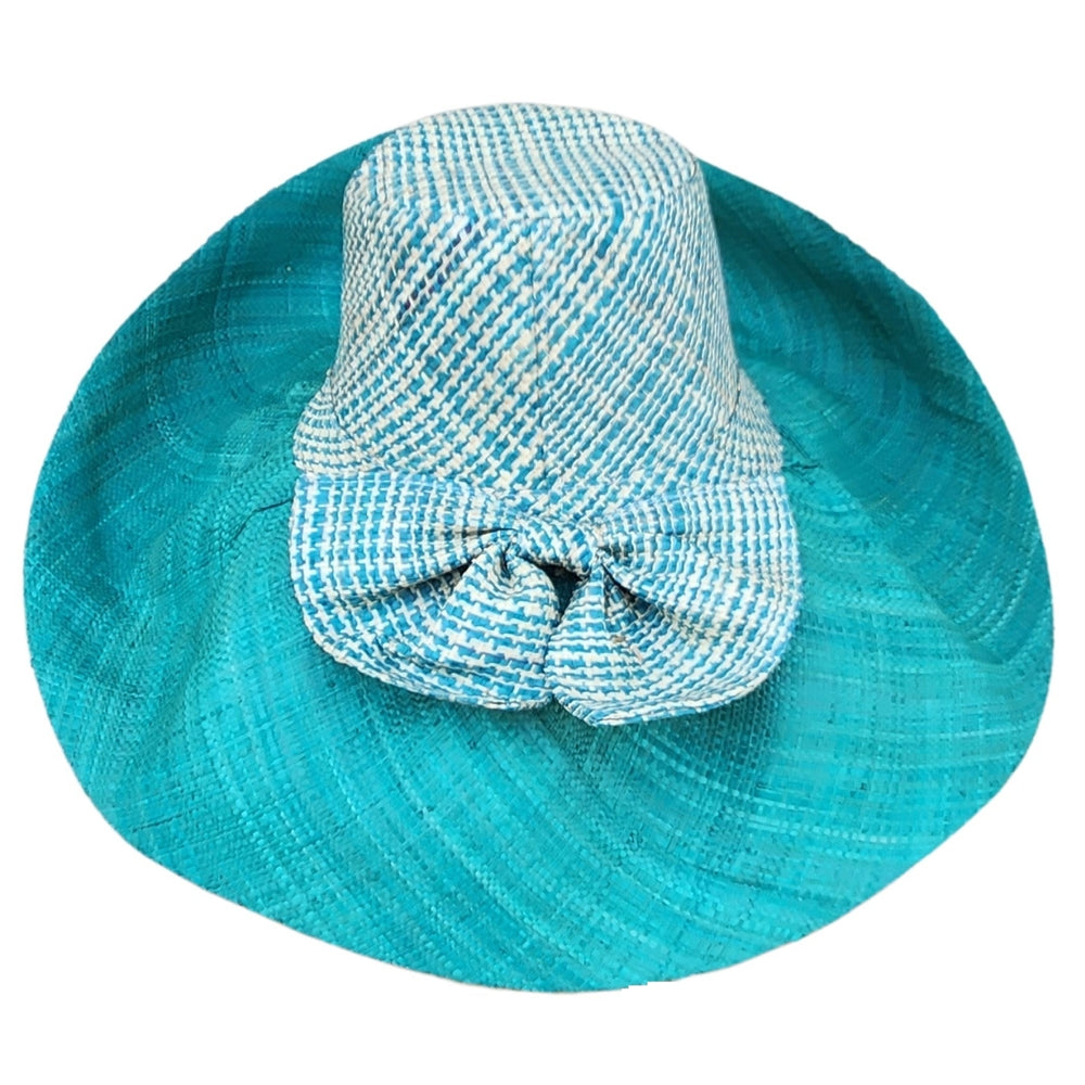 Taniyah: Authentic Hand Woven Two-Tone Madagascar Big Brim Raffia Sun Hat (59cm)