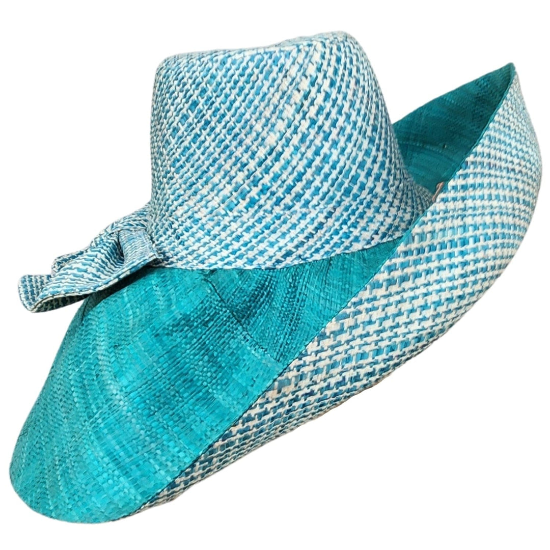 Taniyah: Authentic Hand Woven Two-Tone Madagascar Big Brim Raffia Sun Hat (59cm)