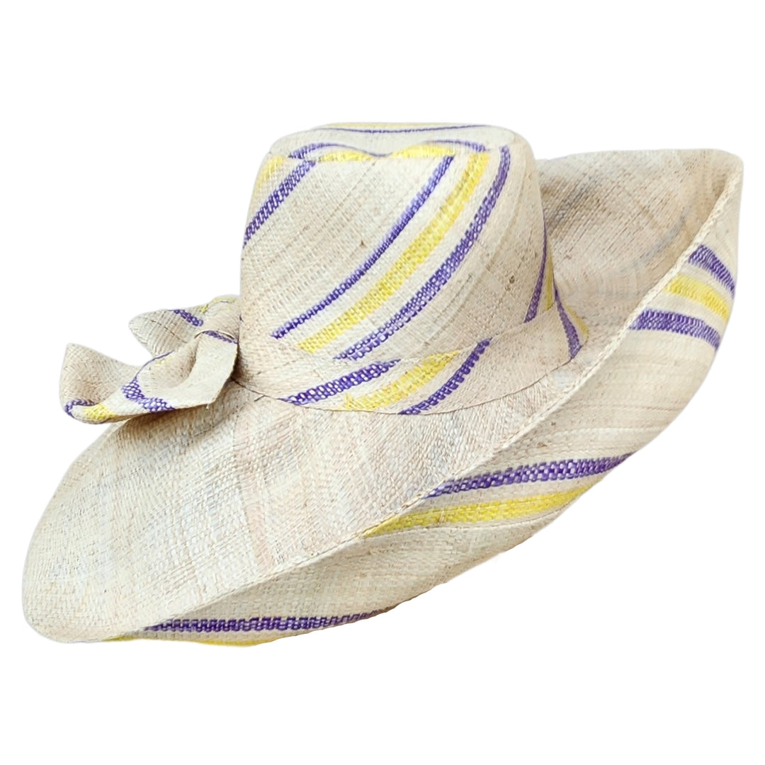 Tashelle: Authentic Hand Woven Multicolor Madagascar Big Brim Raffia Sun Hat
