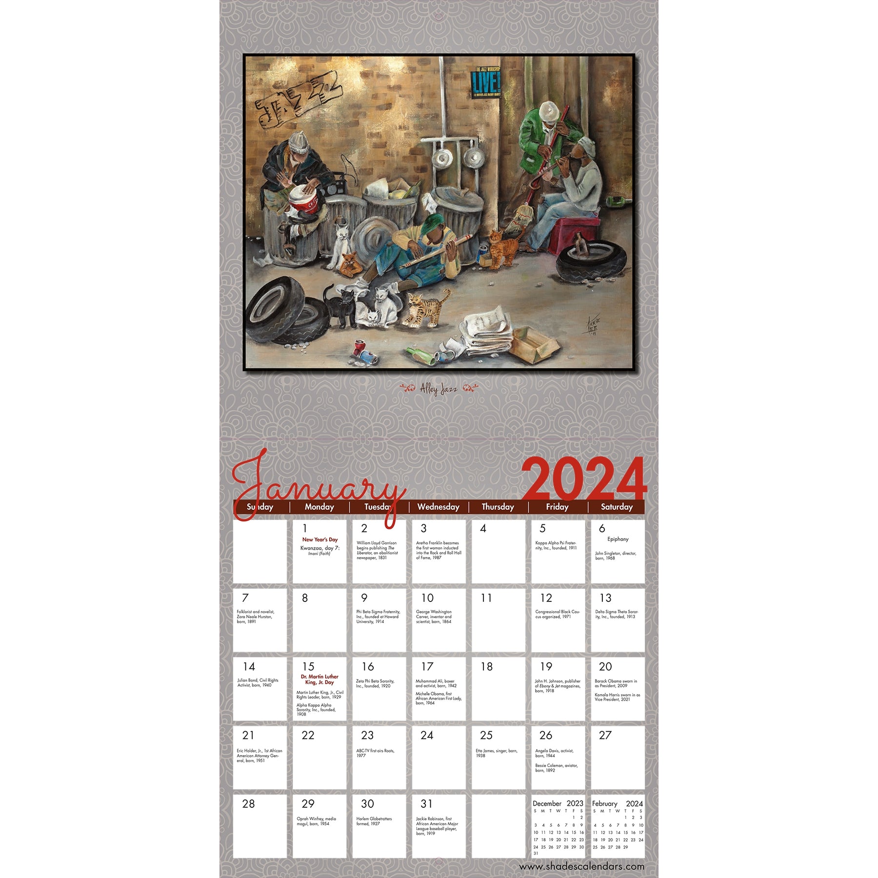 3 of 7: The Art of Annie Lee 2024 African American Wall Calendar (Inside)