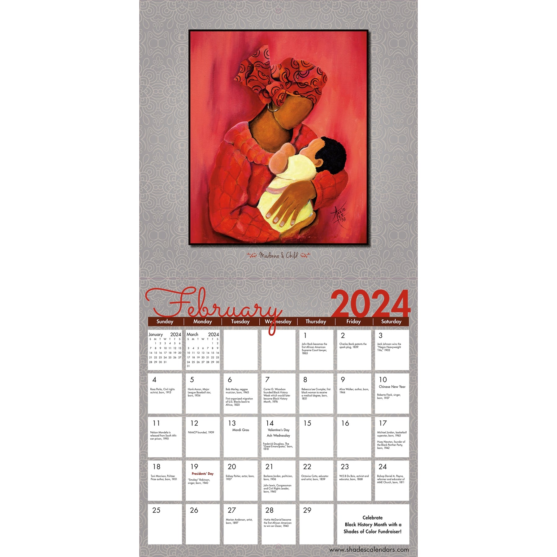 4 of 7: The Art of Annie Lee 2024 African American Wall Calendar (Inside)