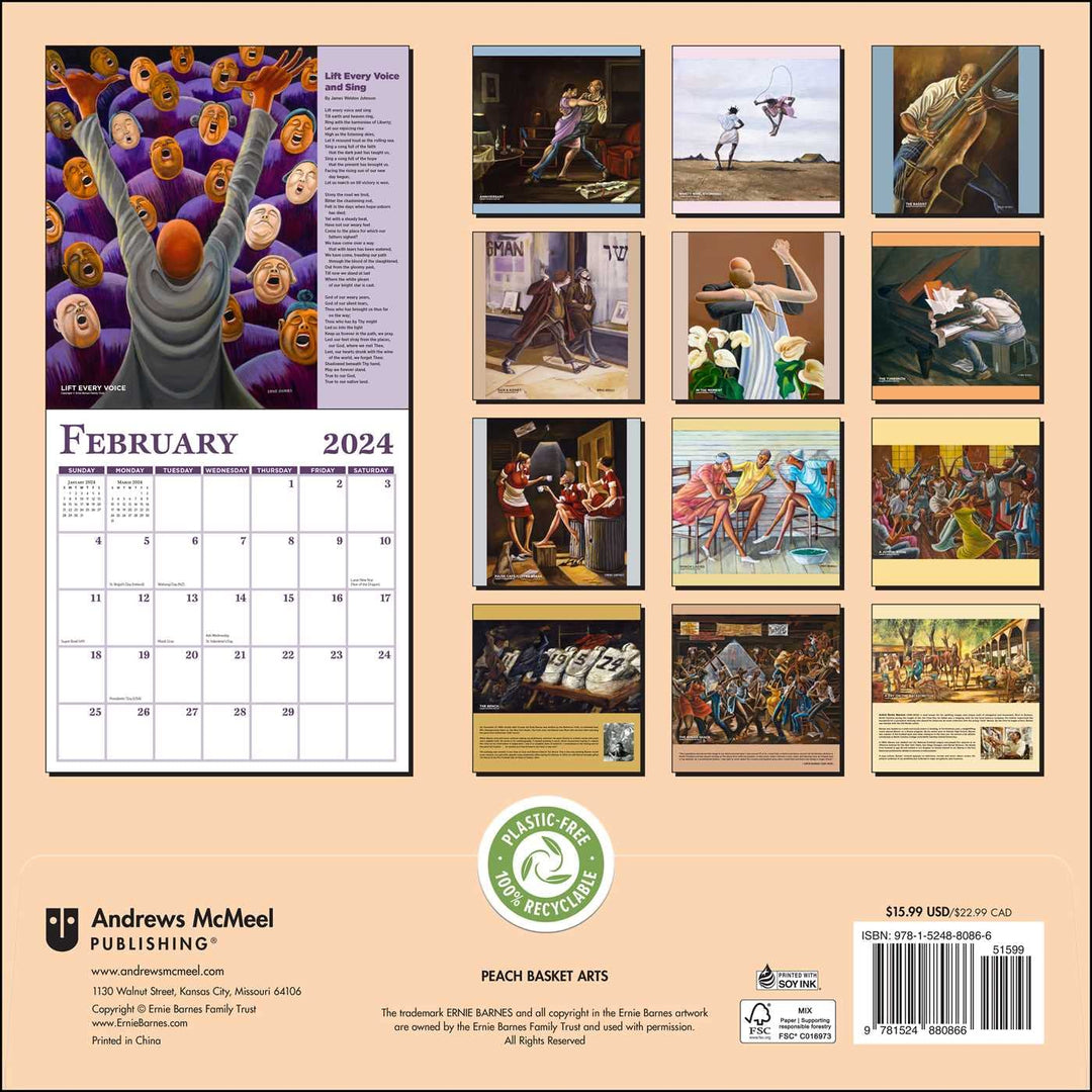 The Art of Ernie Barnes: 2024 African American Wall Calendar (Back)